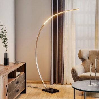 Oblúková stojaca LED lampa Bangkok nikel matný