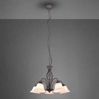 Závesná lampa Rustica, hrdzavá farba, 5-pl.