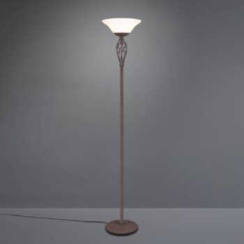 Stojaca lampa Rustica s nožným vypínačom, hrdza