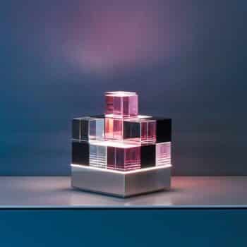 TECNOLUMEN Cubelight stolová LED, ružová/čierna - Image 2