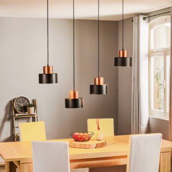 Závesná lampa Olla v čiernej/medenej, 4-plameňová - Image 2