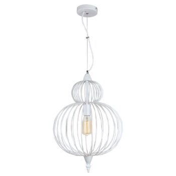 Závesná lampa Zola klietkové tienidlo v bielej - Image 2