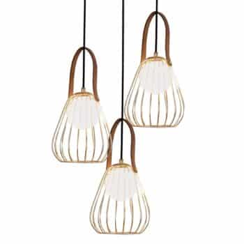 Závesná lampa Levik so zlatou klietkou 3-pl. - Image 2