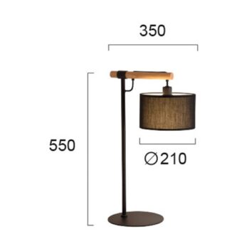 Stolná lampa Romeo textilné tienidlo, čierna - Image 2