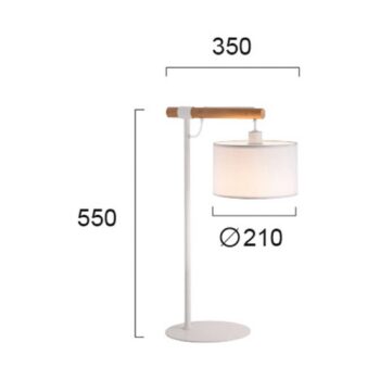 Stolná lampa Romeo s textilným tienidlom, biela - Image 2