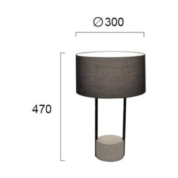 Stolná lampa Allegro s textilným tienidlom, sivá - Image 2
