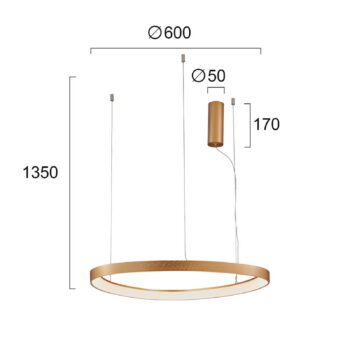 Závesné LED svietidlo Loop, zlaté, Ø 60 cm - Image 2
