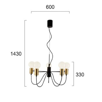 Závesná lampa Volter, 5-plameňová, okrúhla - Image 2