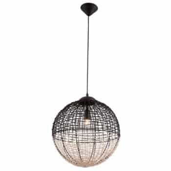 Závesná lampa Omicron z ratanu, čierna/béžová - Image 2