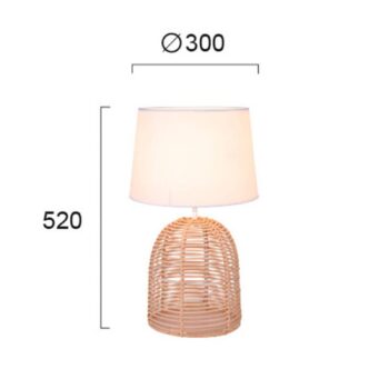 Stolná lampa Marion z ratanu a textilu, Ø 30 cm - Image 2