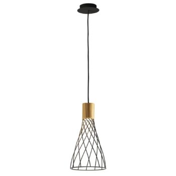 Závesná lampa Hank s mriežkovým tienidlom, čierna - Image 2