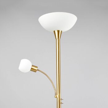 LED stojacia lampa Elaina na čítanie, mosadz