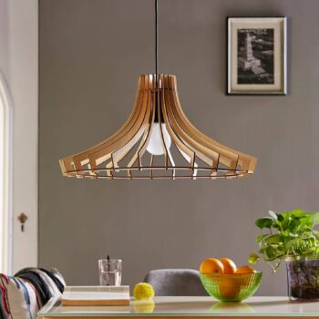 Drevená závesná lampa Bela, Ø 47 cm - Image 4