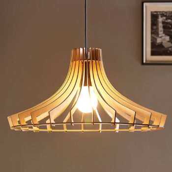 Drevená závesná lampa Bela, Ø 47 cm - Image 3