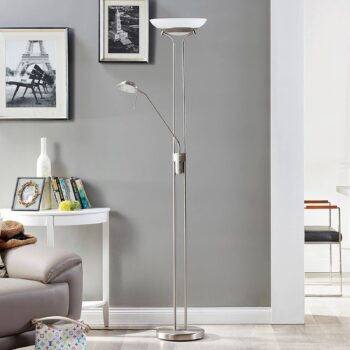 LED stojacia lampa Yveta s lampou na čítanie
