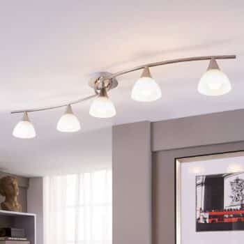 5-plameň stropné LED svietidlo Della matný nikel - Image 3