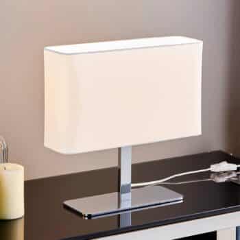 Hranatá biela látková stolná lampa Nisa - Image 3