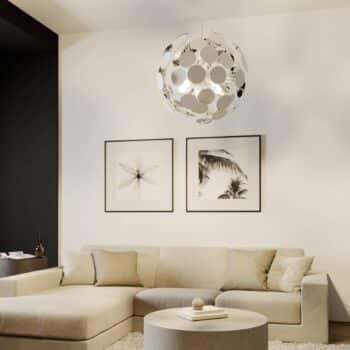 Biela závesná lampa Kinan s tabuľami - Image 4