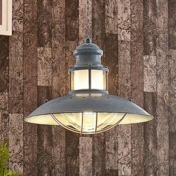 Priemyselne pôsobiaca závesná lampa Louisanne sivá - Image 3