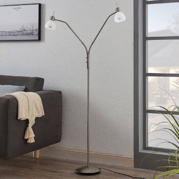 Stojaca LED lampa Gwendolin farba nikel 2-plameň - Image 4