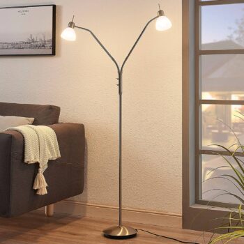 Stojaca LED lampa Gwendolin farba nikel 2-plameň - Image 3