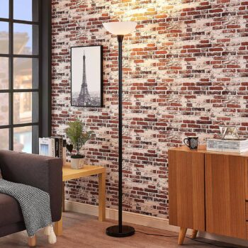 Stojaca lampa Ignacia sklenená starožitná čierna