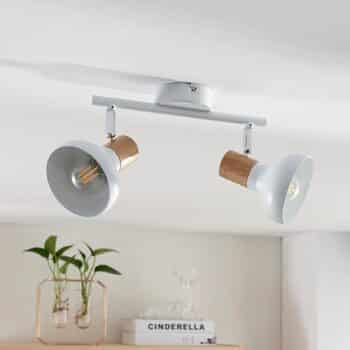 Stropná lampa Fridolin s 2 svetlami, biely kov - Image 4