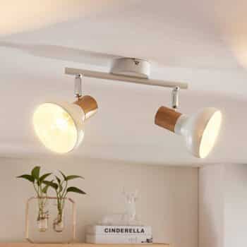 Stropná lampa Fridolin s 2 svetlami, biely kov - Image 3