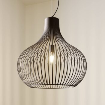 Lindby Frances závesná lampa, hnedá, 1-pl. Ø 60 cm