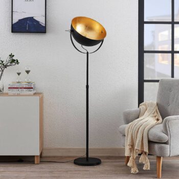 Stojaca lampa Muriel, 1 svetlo, čierna/zlatá - Image 4