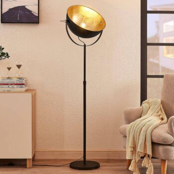 Stojaca lampa Muriel, 1 svetlo, čierna/zlatá - Image 3