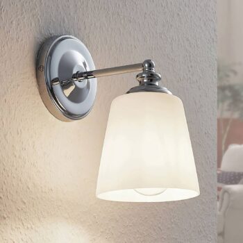 Nástenná lampa Yola so skleným tienidlom, chróm - Image 3