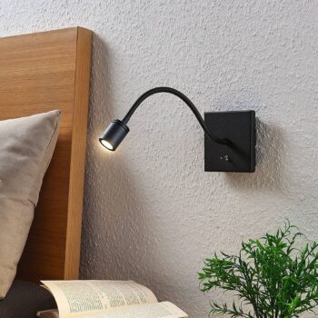 LED nástenná lampa na čítanie Mayar, ohybná/čierna - Image 4
