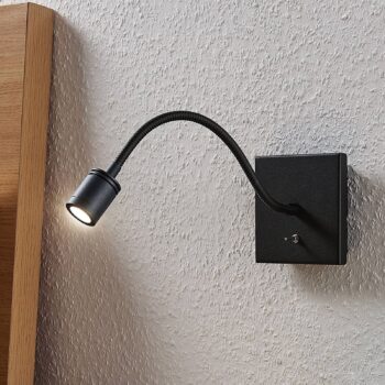 LED nástenná lampa na čítanie Mayar, ohybná/čierna - Image 3