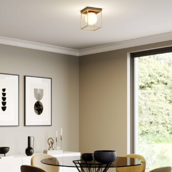 Stropná lampa Aloam s bielou sklenou guľou, 1 sv. - Image 4