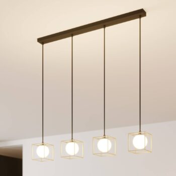Závesná lampa Aloam, klietkou a sklené gule, 4 sv. - Image 3