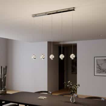 Závesná lampa LED Hayley, 5 svetiel, dlhá, chróm - Image 3