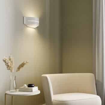 Sadrová nástenná lampa Amran, biela/3 stupne/pásik - Image 3