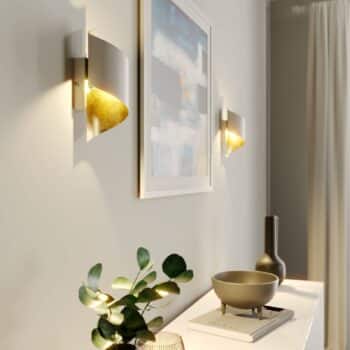 Kovová LED nástenná lampa, bielo-zlatá - Image 3