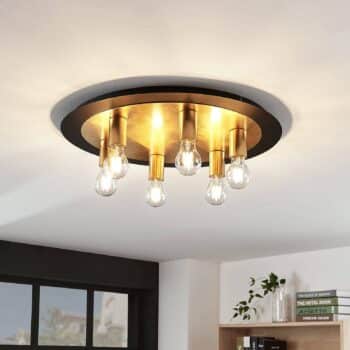 Kovová stropná lampa Justik, 6 svetlo, čierna - Image 4
