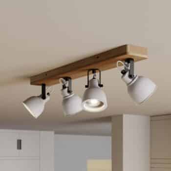 Lindby Mitis stropné LED, borovicové drevo, 4-pl.
