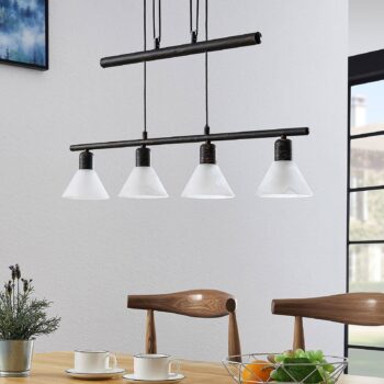Nastaviteľná závesná lampa Delira 4 svetlá, čierna - Image 4