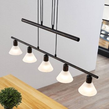 Nastaviteľná závesná lampa Delira 5 svetlá, čierna - Image 3