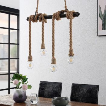 Lindby Hajo závesná lampa, 4-pl., lano - Image 4