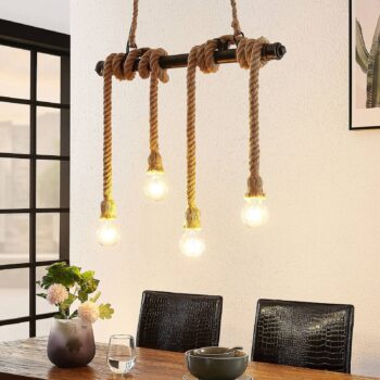 Lindby Hajo závesná lampa, 4-pl., lano - Image 3