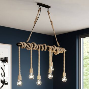 Lindby Hajo závesná lampa 6-plameňová, lano - Image 3