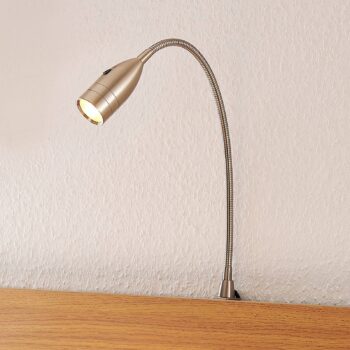 Lindby Ammara stolná LED lampa, nikel satinovaný - Image 2