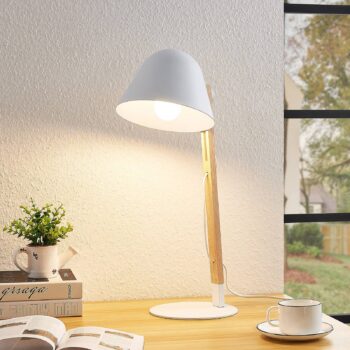 Lindby Tetja stolná lampa drevená tyč, biela - Image 2