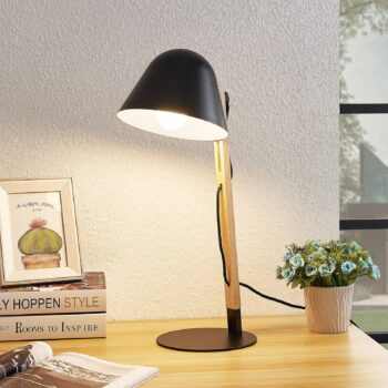 Lindby Tetja stolná lampa drevená tyč čierna - Image 2