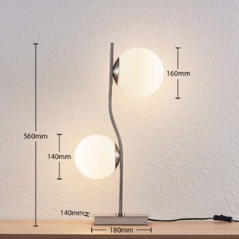 Lindby Avalyn stolná lampa biela nikel satinovaný - Image 2